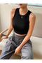 Halter Neck Camisole Fabric Sleeveless High Waist Matching Basic Summer Crop Tank Top - 4