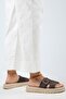 Begonia Women's Genuine Leather Buckle Brown Slippers
