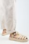 Rosa Women's Genuine Leather Caged Buckle Beige - Leather Sandals - 6