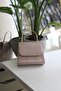 Women's Rose Gold Line Textured Metal Handle Evening Dress Hand Shoulder Bag - 3