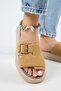 Begonia Women's Genuine Leather Single Strap Mustard Slippers - 6