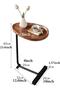 Multi-purpose side table, brown marble wood with black metal frame, 30 x 45 x 60 cm - 6