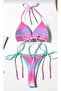 Ombre Printed Women's Bikini Set High Cut Bottom with Side Tie, Stretchy Polyester/Elastane Blend