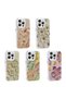 Case for iPhone 15 Pro Flower Pattern Shiny Rhinestone Hard Silicone Vrdr Garden Cover - Colorful - 7