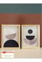 Set of 2 Black and White Decors Painting with Natural Wood Frame Wall Decor for Living Room Bedroom Kitchen
