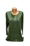 Relaxed Cut Front Waterway Stone Embroidered Khaki Mother Women's Combed Cotton Blouse - 2