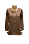 Relaxed Cut Front Waterway Stone Embroidered Mother Women's Combed Cotton Blouse - 2