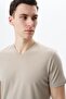 Ar-Ma Men's V-Neck T-Shirt Unprinted Basic Regular Fit Full Single Jersey Y29364453102 Beige-B1 - 2