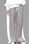 Men's Gray Side Piece White Summer Baggy Loose Leg Sweatpants - 3
