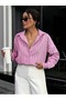 Women's Striped Pink Poplin Oversize Shirt - 5