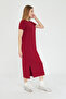 Women's Burgundy Basic Summer Dress Containing Modal Fabric Soft Texture - 3