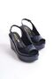 Juliet; Navy Blue Patent Leather, 9 cm Wedge Heeled Shoes (Please Read the Product Description for the Mold) - 4