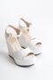 Ribona; White Matte Leather, Open Back 12 cm Wedge Heeled Shoes - 4