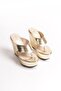 Ophelia; Gold, 12 cm Wedge Heeled Flip Flops - 4