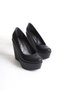 Orion; Black Matte Leather, 12 cm Wedge Heeled Shoes - 4