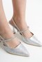 Moja; Women'S, Silver, Stone Ribbed 9 cm Thin Heeled Evening Dress Shoes - 4