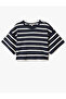 Dark blue Cotton Crop T-Shirt - 3