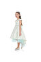 Mint Green/Gold Jacquard High Low Tail Dress With Tulle Mesh - 3
