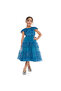 Elegant Blue Tulle Dress With Lace And Sequins