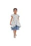 Girls Elegant Lt Blue/Gold Jacquard & Tulle Party Dress - 2