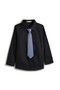 Grey Herringbone Waistcoat And Pant Set With Shirt And Tie - 3