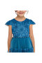 Elegant Blue Tulle Dress With Lace And Sequins - 4