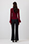 CHIFFON SLEEVED KNIT BLOUSE - 4