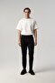 Pleated Front Long Tongue Striped Navy Fabric Trousers 2306-20 - 2