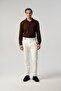 Italian Cut Pleated Buckle White Fabric Trousers 2199-123 - 2