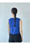 Front Lace-Up Vest Blouse Top Women's Cobalt Blue - 5