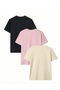 3-Pack Beige Pink Black Plain T-Shirt - 3