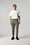 Front Pleated Leg Double Seersucker Fabric Striped Gray Trousers 2286-65 - 2