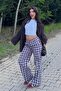 Red Plaid Women's Trousers Mg2401