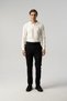 Long Tongue Waist Buckle Detailed Black Fabric Trousers 2351-07 - 2