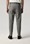 Front Pleated Leg Double Seersucker Fabric Striped Gray Trousers 2286-65 - 5