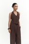 Pailey Backless Brown Vest Pants Set - 2
