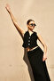 Lefon Women's Midi Back Slit Belted Skirt Vest Set - 4