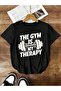 Oversize the Gym Is My Therapy Athlete Printed Crew Neck T-Shirt - 2