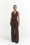 Pailey Backless Brown Vest Pants Set - 5