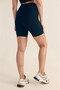 Premium Biker Tights, Ribbed, Recovery Interlock Knitted Short Tights Navy Blue - 4