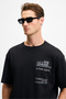 Cody Men's Regular Fit Special Textured Thick Fabric Organic Cotton Black T-Shirt with Front Embroidery and Print - 5