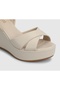 Beige Women's Sandals - High Heels - 5
