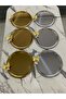 6-Piece Butterfly 3 Silver 3 Gold Round Presentation Tray Decorative Serving Tray Tea, Coffee 22 cm