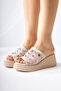 Ylva Nud Mesh Wedge Heeled Women's Slippers - 2