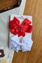 2-Piece Red White Ribbon Bow Collet Children's Buckle 8 cm - 23 April 29 October Republic Day Buckle - 2