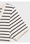 Low-Cut Collar Striped Cotton T-Shirt - 5