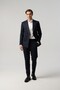 Navy Blue Double Breasted Suit with Waist Buckle Detail in Trousers 8014-48