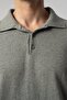 Polo Neck Buttoned Gray Cotton Knitwear 9054-05 - 2