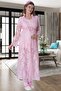 Mecit 6060 Pink Lace Nightgown Pajamas Maternity Set with Dressing Gown - 2