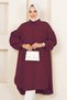 Oval Cut Hijab Shirt Tunic Burgundy - 2